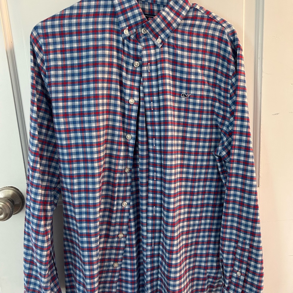 Vineyard Vines Men's Checkered Shirt in Blue and Red